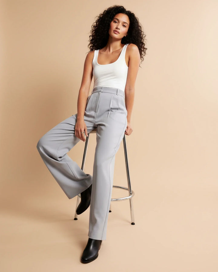 Eloise | High Waist Pleated Leg Trousers with Tailored Fit